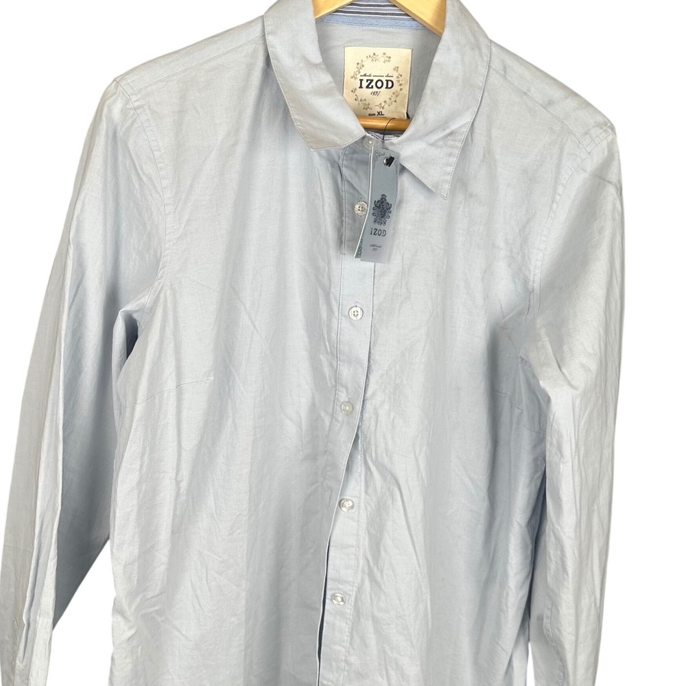 IZOD Mens XL Light Blue Long Sleeve Button Down Shirt New With Tags